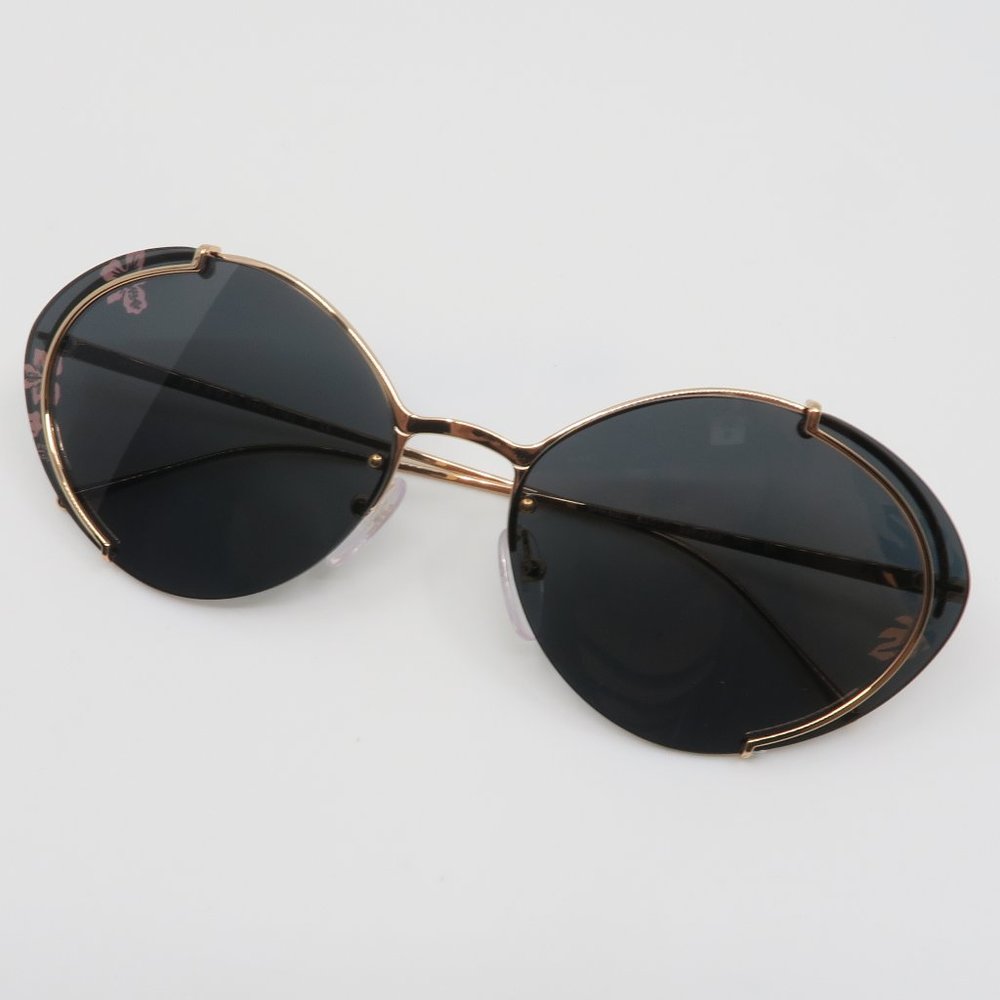 Prada  SPR 60U SVF-238 Unisex Round Black/Flowers - Picture 5 of 7